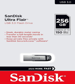 SanDisk Ultra Flair 256 GB USB 3.0 Pen Drive (Silver)