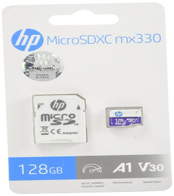 HP Micro SD Card 128GB with Adapter A1 U3 V30 (Purple), (HFUD128-MX330)