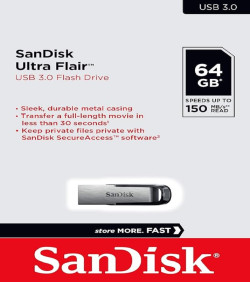 SanDisk Ultra Flair 64 GB USB 3.0 Pen Drive (Silver)